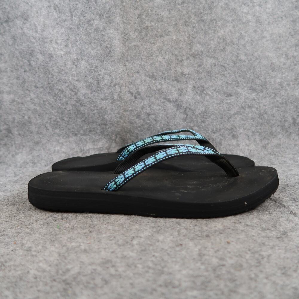 American Eagle Shoes Womens 8 Sandals Flip Flops Casual Slip On Blue Black Retro